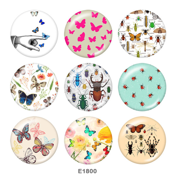 20MM  Butterfly  Print  glass snaps buttons