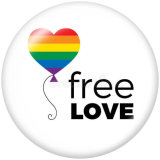 20MM  Free love  Print  glass snaps buttons jewelry rainbow LGBT