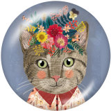 20MM  Cat  Dog  Print  glass snaps buttons