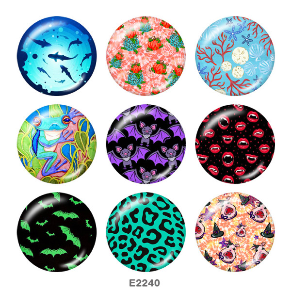 20MM  Frog  Pattern  Print  glass snaps buttons