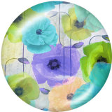 20MM  Flower  Print  glass snaps buttons