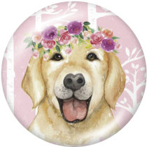 20MM  Dog  Deer  Print  glass snaps buttons