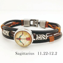 1 buttons 12 constellation leather bracelet new type Bracelet fit 20mm snaps chunks