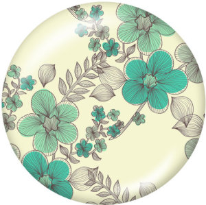 20MM  Flower  Print  glass snaps buttons