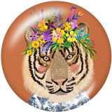 20MM  Dog  Tiger  Print  glass snaps buttons