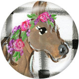 20MM  Horse  Print  glass snaps buttons