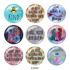 20MM  Flower  bee  Print  glass snaps buttons