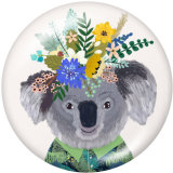 20MM  Dog  Deer  Print  glass snaps buttons