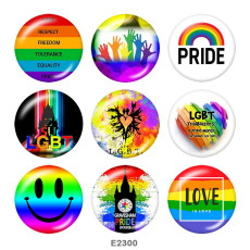 20MM  Love  smile  Print  glass snaps buttons rainbow LGBT