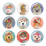 20MM  Cat  Dog  Print  glass snaps buttons