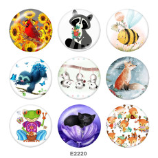 20MM  Cat  birdr  Print  glass snaps buttons