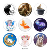 20MM  Cat  rabbit  Print  glass snaps buttons