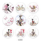 20MM  bicycle  Butterfly  Print  glass snaps buttons
