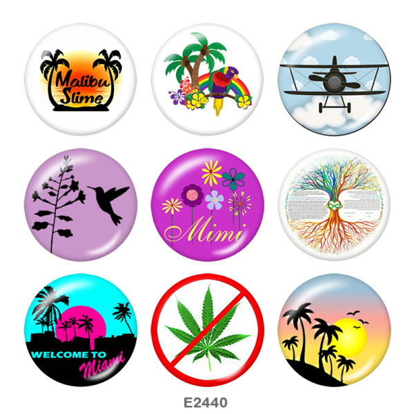 20MM  tree of life  Print  glass snaps buttons