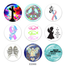 20MM  Ribbon  Cross  Print  glass snaps buttons