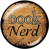 20MM  Book Nerd  Print  glass snaps buttons