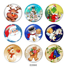 20MM  Santa Claus  Print  glass snaps buttons