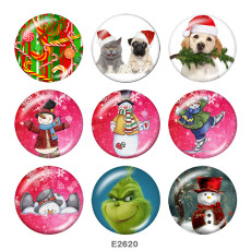 20MM  Christmas  Print  glass snaps buttons