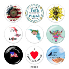 20MM USA Flag  Print  glass snaps buttons