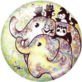20MM  Elephant   Print  glass snaps buttons