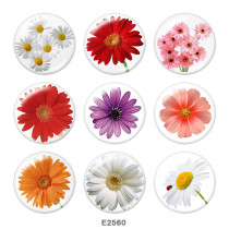 20MM  Flower  Print  glass snaps buttons