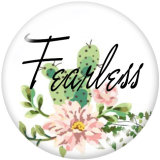 20MM  Flower  words  Print  glass snaps buttons