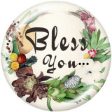 20MM  Bless You  Print  glass snaps buttons