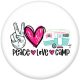 20MM  Peace love  Pugs  Print  glass snaps buttons