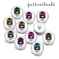 20MM  skull  Print  glass snaps buttons