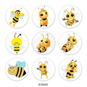 20MM  honeybee  Print  glass snaps buttons
