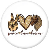 20MM Peace love  Baseball  Print  glass snaps buttons