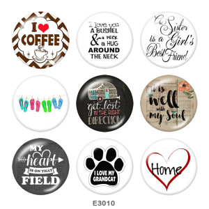 20MM  l  Love Coffee  Print   glass  snaps buttons