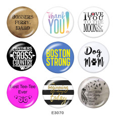 20MM  thank you Print   glass  snaps buttons