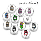 20MM  skull  Print  glass snaps buttons
