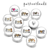 20MM  Peace love  Pugs  Print  glass snaps buttons