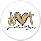 20MM Peace love  Baseball  Print  glass snaps buttons