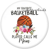 20MM  Basketball  MOM  Print   glass  snaps buttons