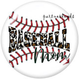 20MM  Baseball MOM  Print   glass  snaps buttons