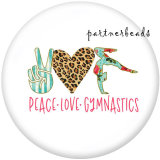 20MM  Peace  Love   Print   glass  snaps buttons