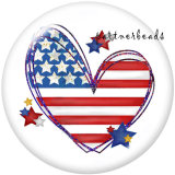 20MM  Peace Love  USA 4th Of July  Print   glass  snaps buttons