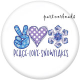 20MM  Peace  Love   Print   glass  snaps buttons