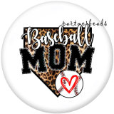 20MM  MOM softball Print   glass  snaps buttons