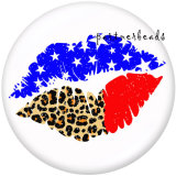 20MM  USA 4th Of July  Peace Love Docs  Print   glass  snaps buttons