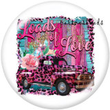 20MM  Love  Print  pink kiss glass  snaps buttons