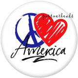 20MM   USA 4th Of July  Love   Print   glass  snaps buttons