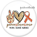 20MM  Peace Love Hope  Print   glass  snaps buttons