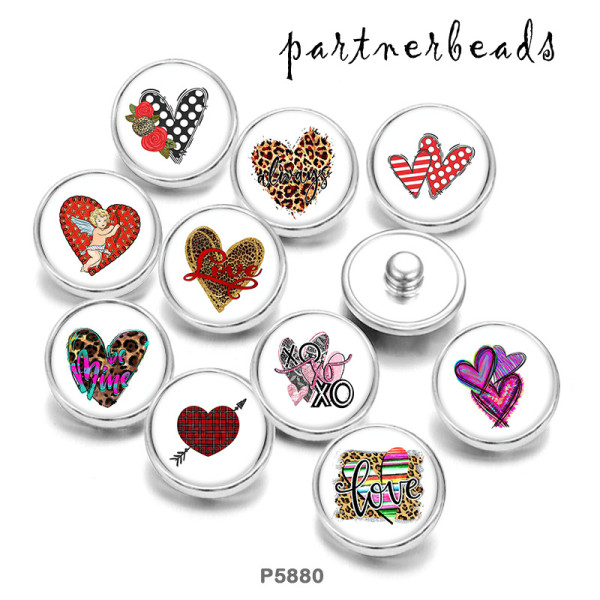 20MM  Love  Print   glass  snaps buttons