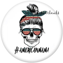 20MM   USA 4th Of July  Love   Print   glass  snaps buttons