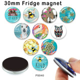 10pcs/lot animal  glass picture printing products of various sizes  Fridge magnet cabochon