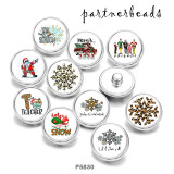 20MM  Snowman  Flower  Print   glass  snaps buttons